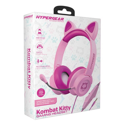 Meet Kombat Kitty—the purr-fect gaming headset designed just for kids! With plush ear cushions, an adjustable padded headband, and adorable cat ears, this headset delivers high-definition stereo sound and all-day comfort for gaming, streaming, and schoolwork. Whether they're teaming up in Fortnite or tuning into online classes, Kombat Kitty keeps kids connected and confident.
