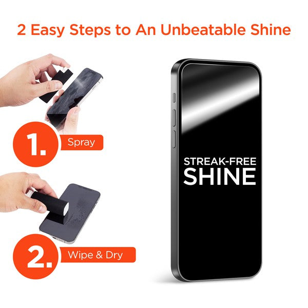 A black ScreenWhiz spray bottle labeled “Pro-Tech Screen Cleaning Kit,” designed for cleaning electronic screens.