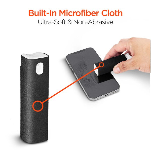 A black ScreenWhiz spray bottle labeled “Pro-Tech Screen Cleaning Kit,” designed for cleaning electronic screens.