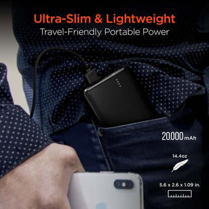 Stay charged wherever life takes you with the HyperGear 20000mAh Power Bank. Featuring a massive battery capacity and dual fast-charging outputs—including 20W USB-C Power Delivery and 18W Adaptive Fast Charge USB-A—this slim powerhouse is built for multitaskers, travelers, and tech lovers who need reliable juice on the go.