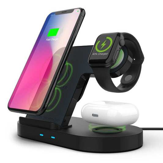 Streamline your charging setup with the HyperGear 3-in-1 Wireless Charging Dock—your all-in-one solution for powering up your smartphone, smartwatch, and earbuds simultaneously. With fast wireless charging, dual coil technology, and a sleek upright design, this dock keeps your essentials charged and your space clean.