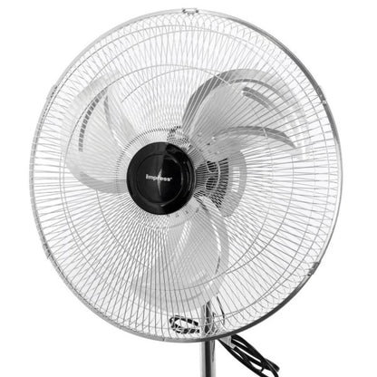 The Impress 18-in 2-in-1 Chrome High-Speed Oscillating Fan combines a powerful, high-velocity airflow with versatile two-in-one operation in a sleek chrome finish, delivering wide oscillation for room-wide cooling.