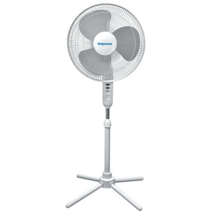 The Impress Easy-Assemble Stand Pedestal Floor Fan is a versatile, energy-efficient pedestal fan designed for quick setup, adjustable height, and smooth, wide airflow to cool any space.