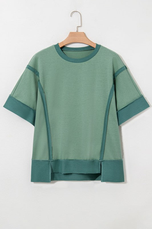 Raw hem or exposed seams add unique style points (inside-out look).