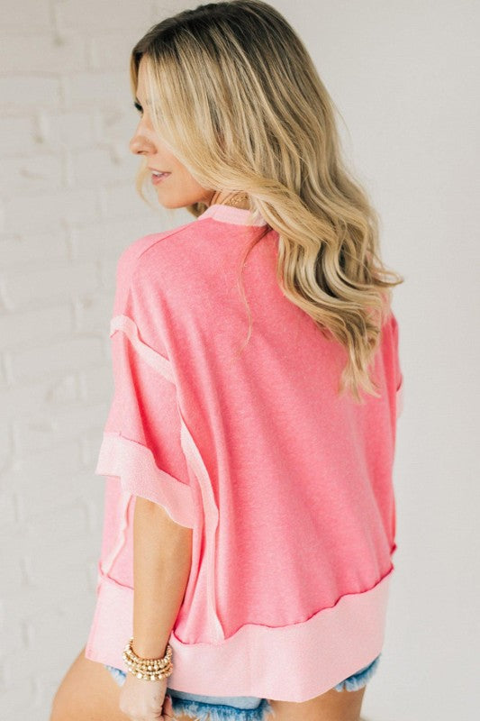 Care instructions: turn inside out to wash (help preserve inside-out stitch look).