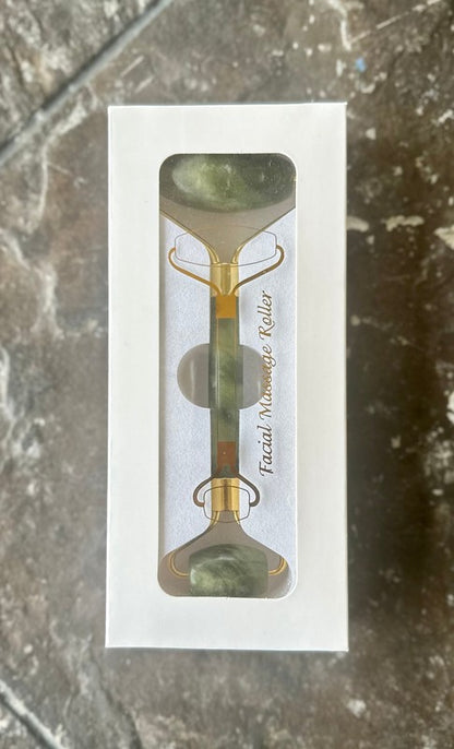 Jade Facial Roller with dual-ended design for facial massage and skincare enhancement

