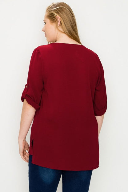 Fabric has stretch for freedom of movement. 
