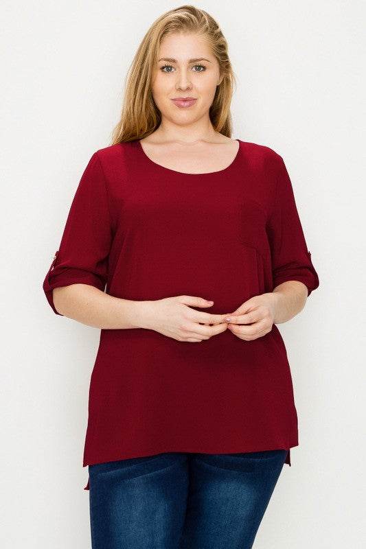Relaxed plus-size fit made to flatter curves comfortably. 