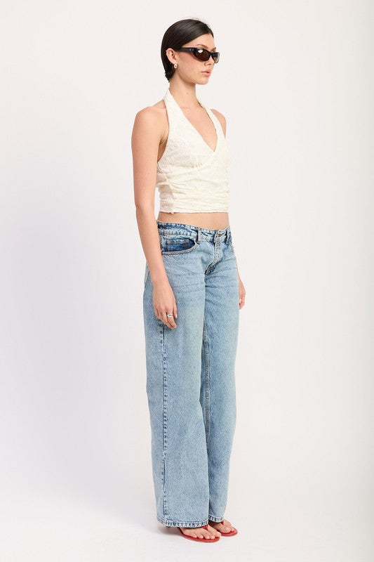 Imported piece with clean finishing — lace carefully sewn to avoid fraying.