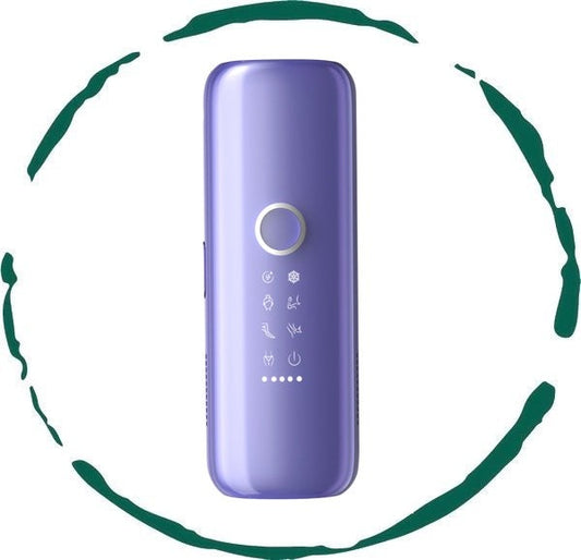 Laser IPL Hair Removal Device with ergonomic design and safety features for at-home use.

