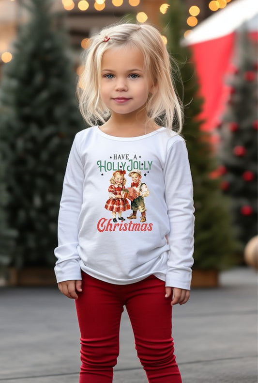 Kids long sleeve tee shirt in soft cotton knit with crew neckline and full sleeves — comfortable everyday top for children
