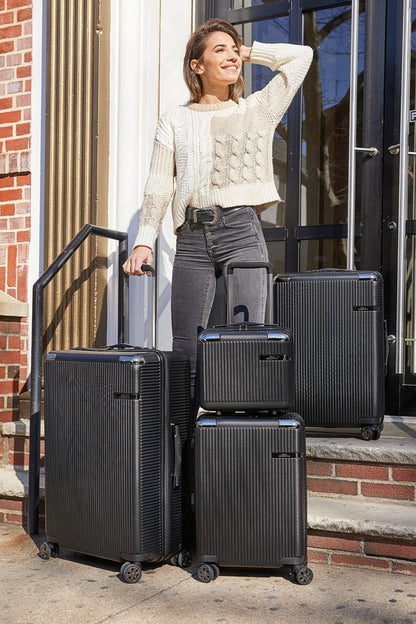 Complete travel suitcase set including carry-on, medium, and large sizes with durable hardside construction.