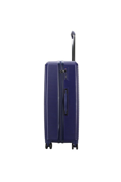 Modern textured travel bag with smooth-rolling wheels, perfect for short trips or extended travel.