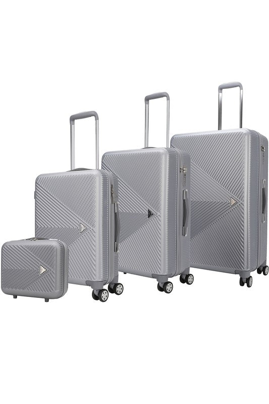 Stylish nested luggage set including carry-on, medium, and large suitcases, offering versatile travel options.