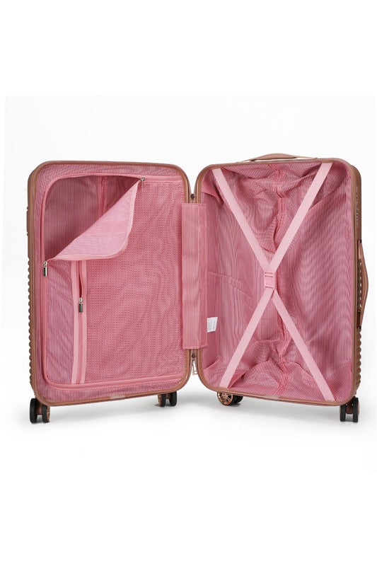 Lightweight travel luggage featuring a structured design and retractable handle for easy transport.