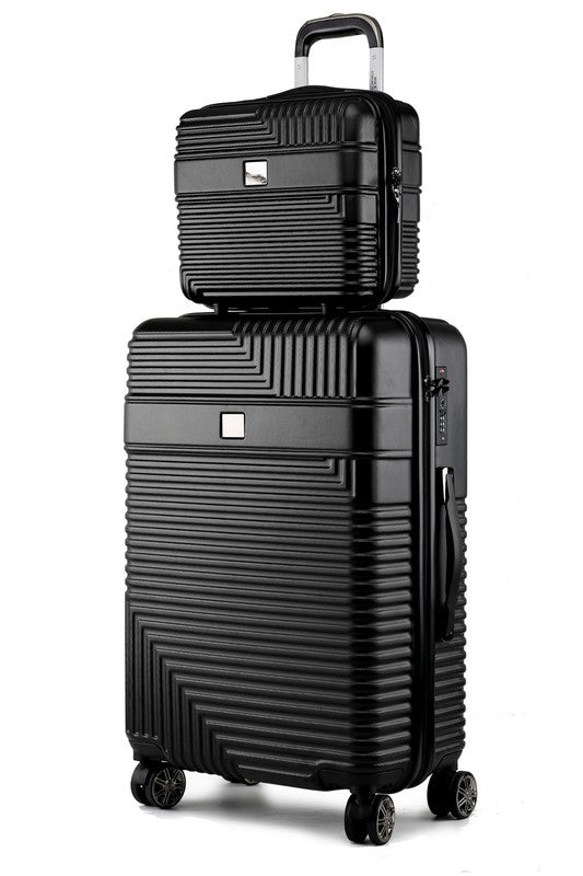 Stylish hardside carry-on and matching mini suitcase, perfect for organized travel.