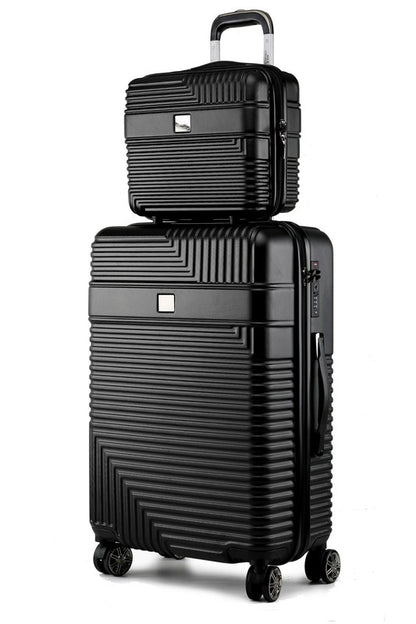 Stylish hardside carry-on and matching mini suitcase, perfect for organized travel.