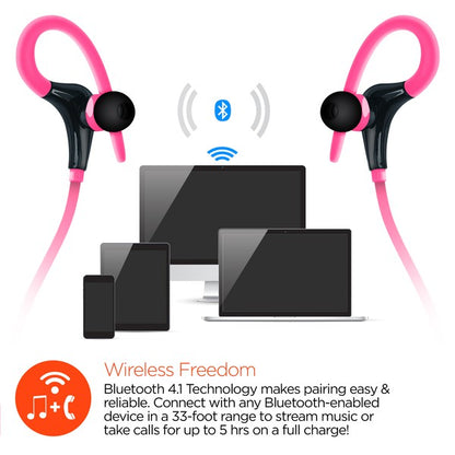 Whether you're crushing a workout or racing through your day, the HyperGear Marathon Wireless Sports Earphones are your go-to for high-performance sound and all-day comfort. With a secure behind-the-ear hook design and sweatproof fit, these earphones are made for movers, shakers, and sound chasers.