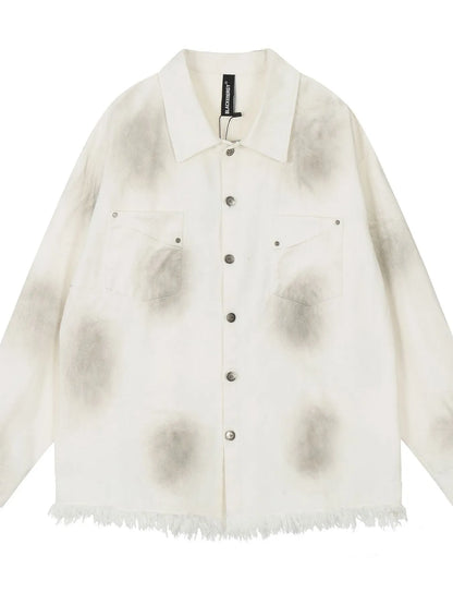 This men's button-up shirt features a distinctive raw-hem back detail and a clean, versatile design for effortless everyday wear.