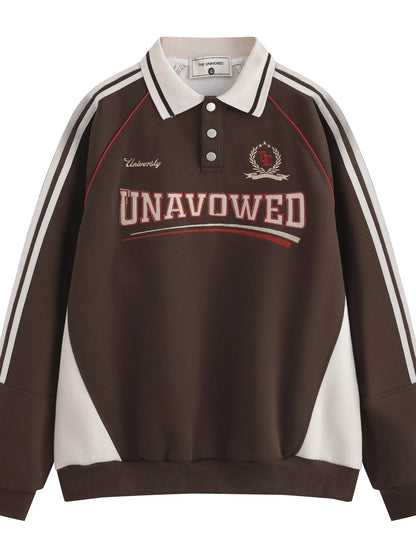 The mens letter-graphic striped polo-collar sweatshirt combines bold typographic detailing with classic polo-stripe styling for a casual, sporty look and comfortable fit.