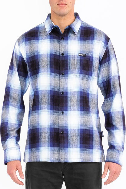 This men's plaid long-sleeve flannel shirt combines classic patterning with soft, breathable fabric for timeless comfort and versatile, everyday style.