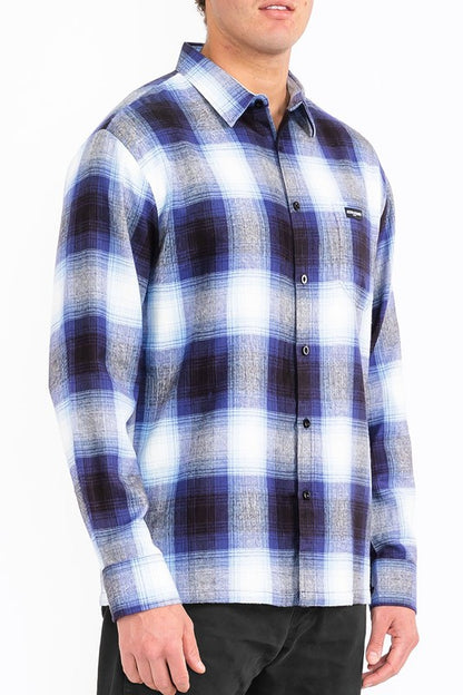 This men's plaid long-sleeve flannel shirt combines classic patterning with soft, breathable fabric for timeless comfort and versatile, everyday style.