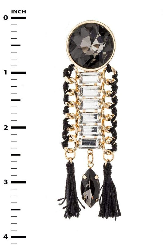 These Mix Media Crystal Chain Drop Earrings blend shimmering crystals with layered chains and artisan textures for a look that’s both bold and refined. Whether you're dressing up for a night out or adding edge to your everyday outfit, these earrings bring the drama—in the best way.
