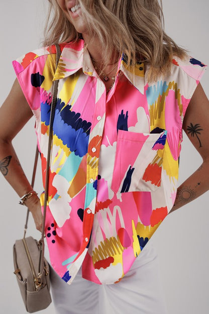 Unique abstract print adds a bold, eye-catching style.