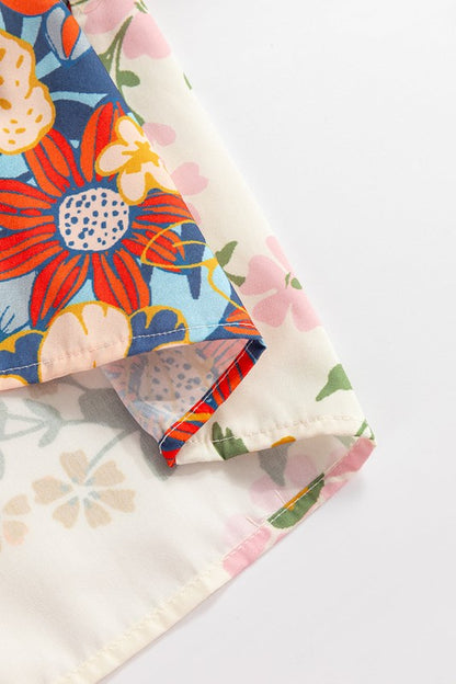 Soft print tones allow mixing with neutral or bold accessories.