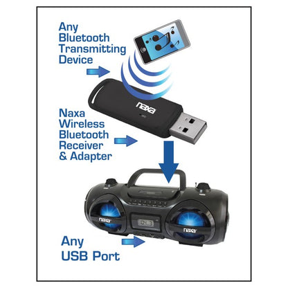 Turn any USB audio system into a Bluetooth-enabled powerhouse with the Naxa Wireless Audio Adapter. Whether you're reviving an older stereo, dock, or speaker system, this compact adapter lets you stream high-fidelity audio from your smartphone, tablet, or laptop—no cables, no hassle.
