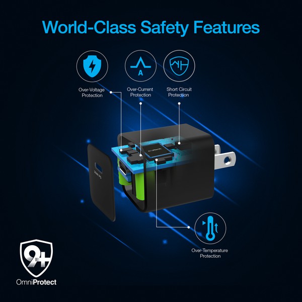 A sleek Naztech 20W USB-C wall charger with fast-charging Power Delivery and foldable prongs for portability.