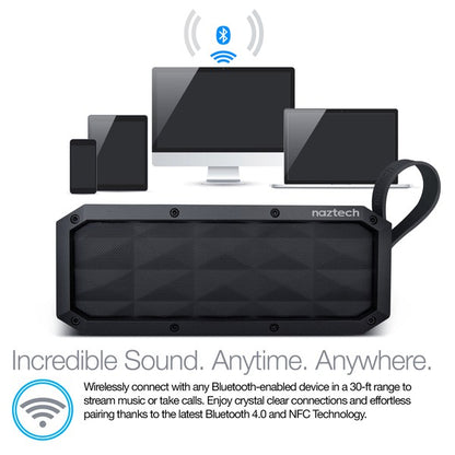 Meet your portable powerhouse—the Naztech SoundBrick. Whether you're chilling indoors or turning up the vibes outside, this speaker delivers rich, room-filling sound in a rugged, compact design. With wireless freedom, booming bass, and all-day battery life, it’s your go-to for music that moves with you.