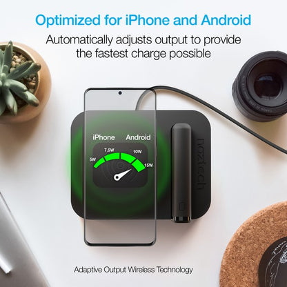 A sleek multi-device charging station with labeled USB ports, wireless charging for a smartphone, and a docked "midech" device featuring PD IN/OUT USB-C ports. Efficient and versatile.