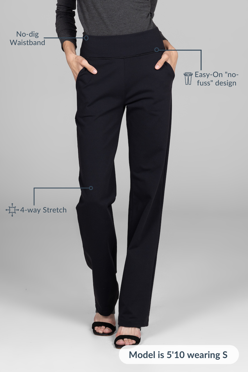 NINA STRAIGHT LEG PANT: BLACK