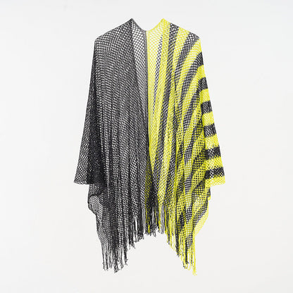 Sexy Mesh Sunscreen Striped Sunscreen Shawl Scarf Women Shawl
