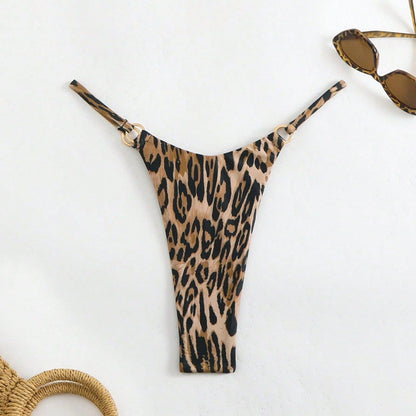 Sexy Leopard Print Bikini Three Point Bikini Women Sexy Swimming Trunks