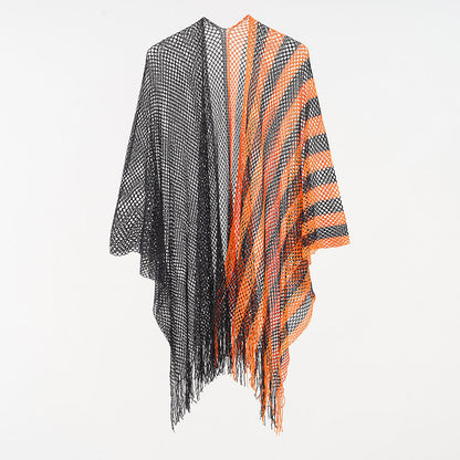 Sexy Mesh Sunscreen Striped Sunscreen Shawl Scarf Women Shawl