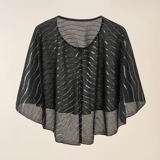 Women Short Silver Line Chiffon Short Shawl Cardigan Coat Korean All Matching Summer