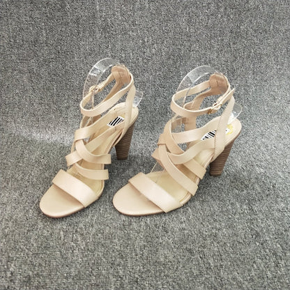 Season change Clearance   Barefoot Word band high-heeled cone  overlapping Bandage Belt buckle Sandals Women's shoes AI