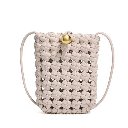 Maillard Hand Woven Convenient Compact Mini Shoulder Crossbody Mobile Phone Bag Gilding Buckle Small Square Bag Export Bag