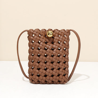 Maillard Hand Woven Convenient Compact Mini Shoulder Crossbody Mobile Phone Bag Gilding Buckle Small Square Bag Export Bag