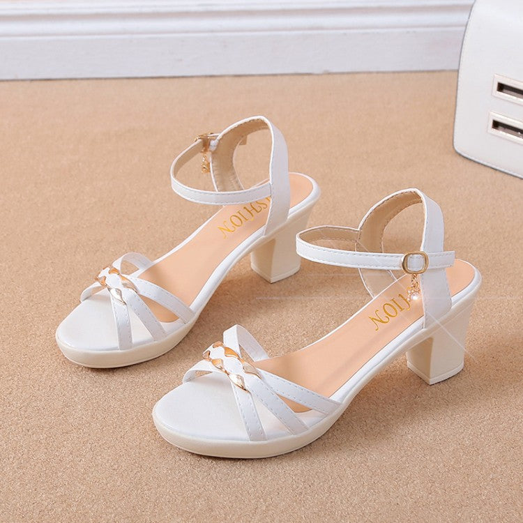 summer new pattern female Sandals 2021 Word for word outdoor high-heeled shoes Versatile summer Fish mouth Rome Thick heel Women's Shoes tide