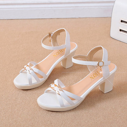 summer new pattern female Sandals 2021 Word for word outdoor high-heeled shoes Versatile summer Fish mouth Rome Thick heel Women's Shoes tide