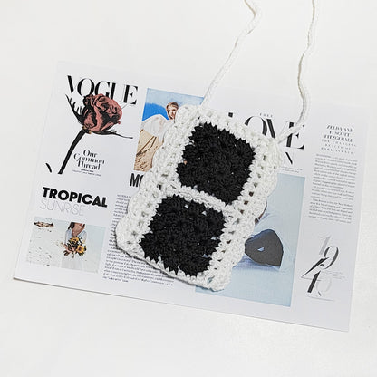 Handmade Woven Women Bag Net Red Ethnic Mobile Phone Bag Color Contrast Patchwork Single-Piece Crossbody Bag