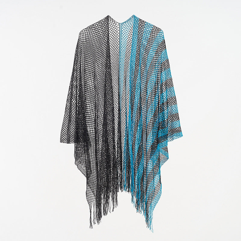 Sexy Mesh Sunscreen Striped Sunscreen Shawl Scarf Women Shawl