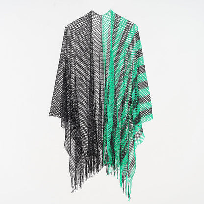 Sexy Mesh Sunscreen Striped Sunscreen Shawl Scarf Women Shawl