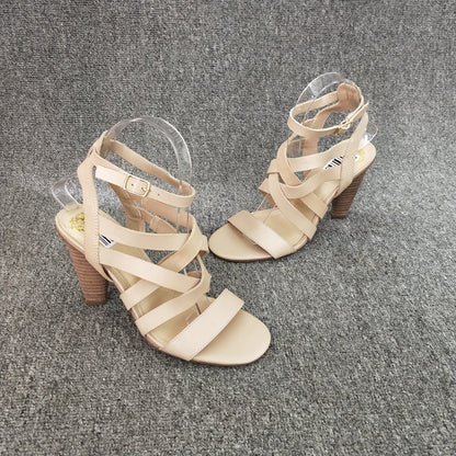 Season change Clearance   Barefoot Word band high-heeled cone  overlapping Bandage Belt buckle Sandals Women's shoes AI