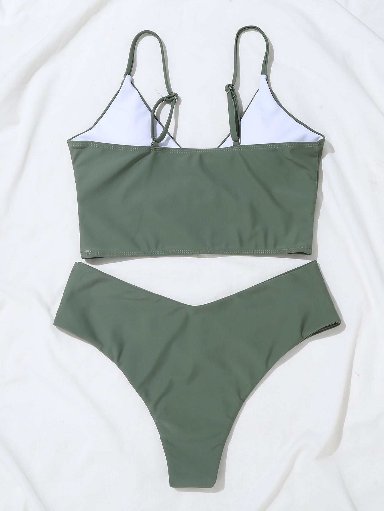 Sexy Solid Color V-neck Bikini Split Swimsuit Swimwear Bikini Female