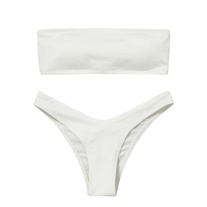 Bikini Ladies Solid Color Split Back Hollow Out Cutout Out Swimsuit Bikini