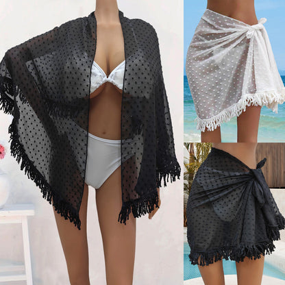 Women Clothing One Piece Beach Skirt Tassel Stitching Multiple Wear Anti-Sunburn Shawl
